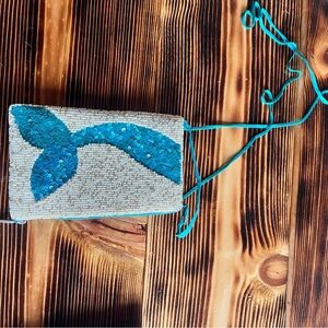 Mermaid Tail Sequin Clutch with Strap